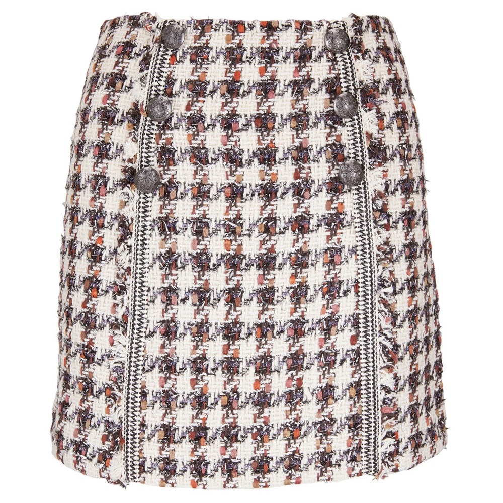 VERONICA BEARD STARCK HOUNDSTOOTH TWEED MINI SKIRT